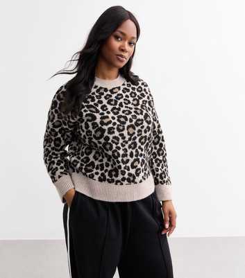 Curves Brown Leopard Print Jumper