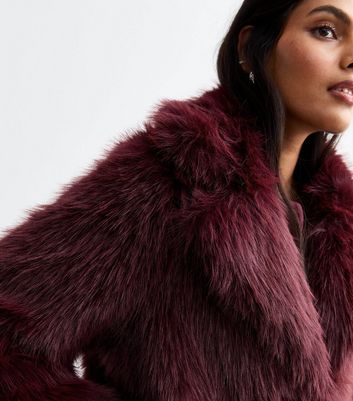 Burgundy Faux Fur Coat