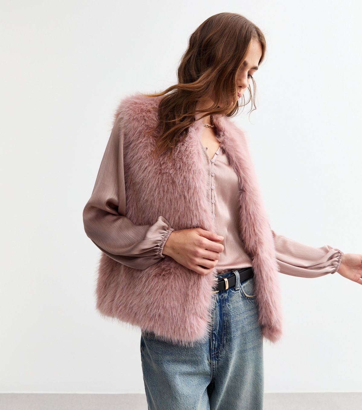 Women's Pink Faux Fur Gilet New Look