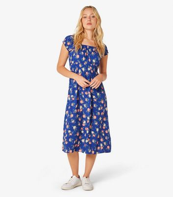 Apricot Blue Floral Midi Dress New Look