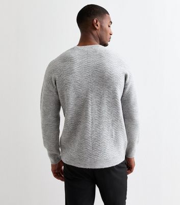 Men's Grey Textured Crew Neck Jumper New Look