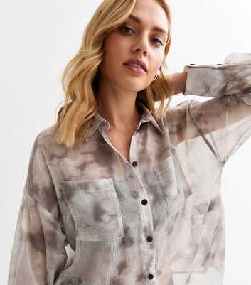 Grey Tie Dye Chiffon Shirt 