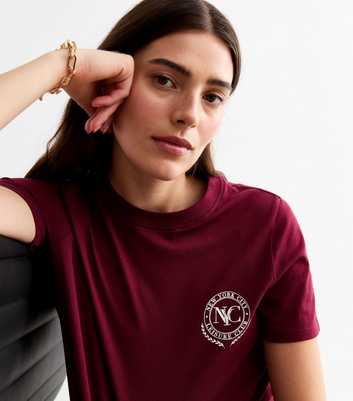 Burgundy Crest Logo Crew Neck T-Shirt