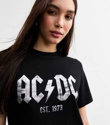 Black Jersey ACDC Print T-Shirt 