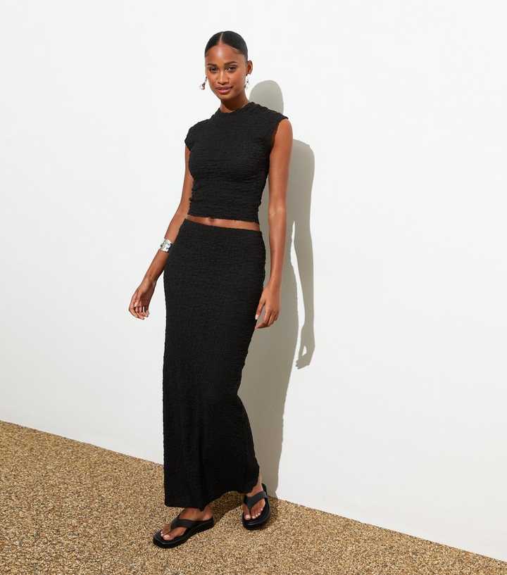 Black Textured Maxi Skirt | New Look Black Textured Maxi Skirt | New Look
