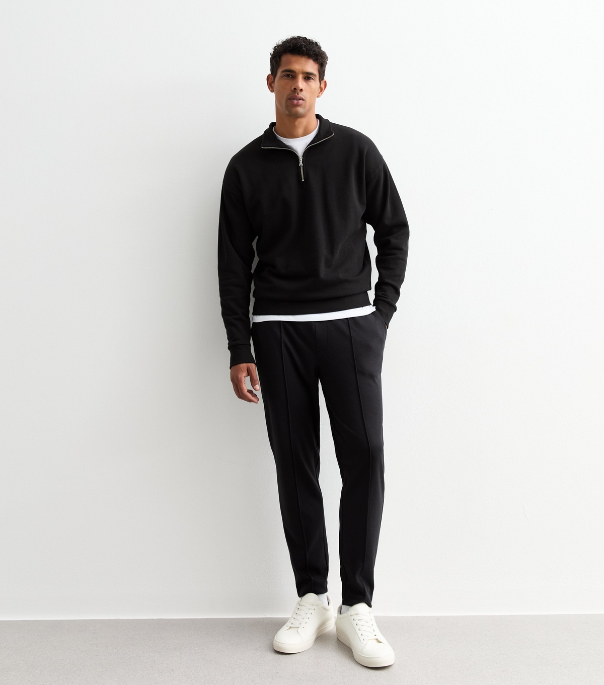Men's Black Regular Pintucked Joggers New Look