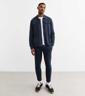 Navy Regular Pintucked Joggers