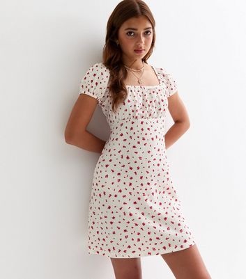 Girls Red Ditsy Floral Dress New Look