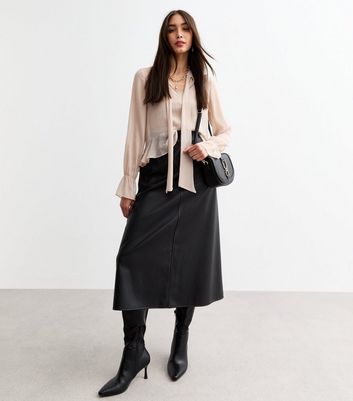 Leather midi skirt new look best sale