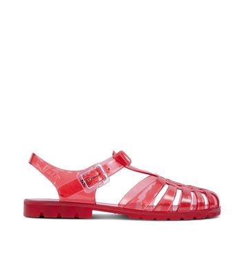 JuJu Reilly Dark Red Fisherman Jelly Sandals New Look