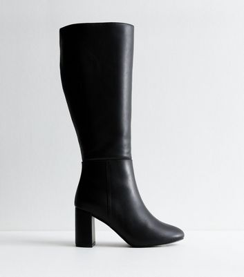 Black knee high block heel boots on sale