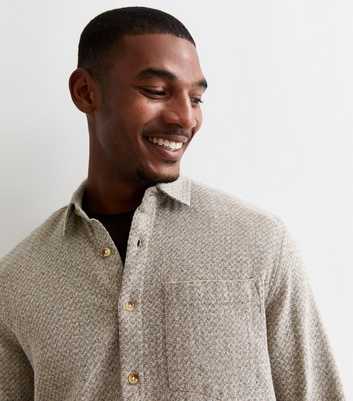 Cream Cotton Herringbone Overshirt