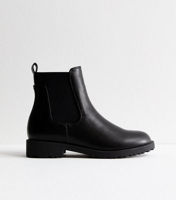 Black Leather Look Chelsea Boots New Look