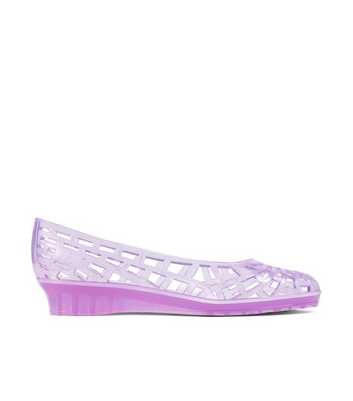JuJu Christabel Pink Glitter Wedge Heel Jelly Shoes