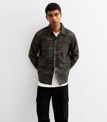 Khaki Regular Camouflage Print Shacket