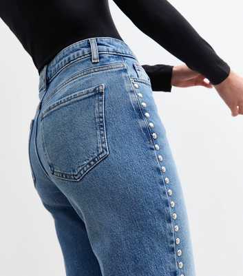 Blue Hannah Studded Straight Leg Jeans