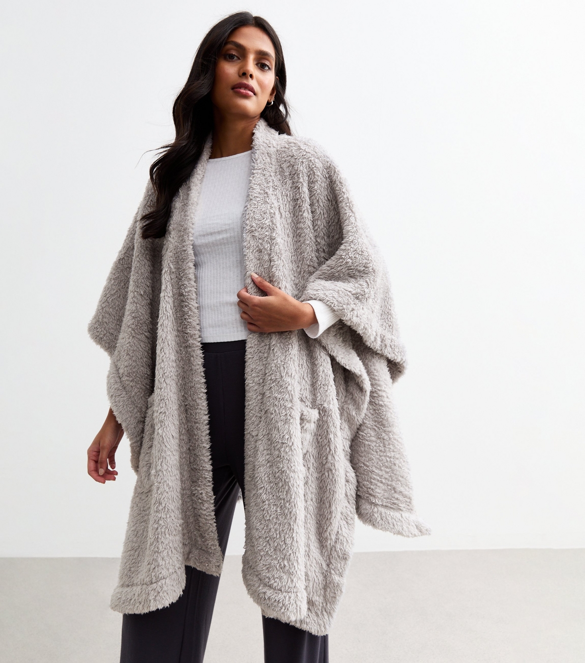 Grey Borg Poncho New Look