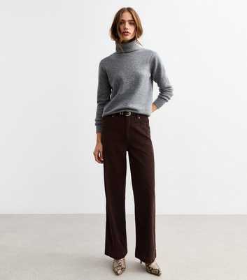 Brown Cotton Corduroy Wide Leg Trousers