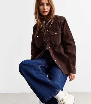 Brown Buttoned Corduroy Overshirt