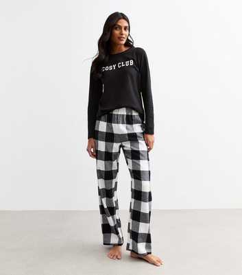 Black Checked Wide Leg Trousers