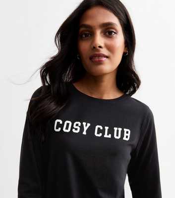 Black Cosy Club Print Long Sleeve Top