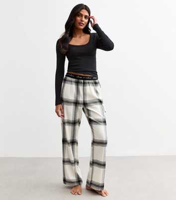 Off White Checked Pyjama Bottoms