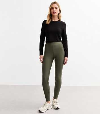 Khaki Ribbed Leggings