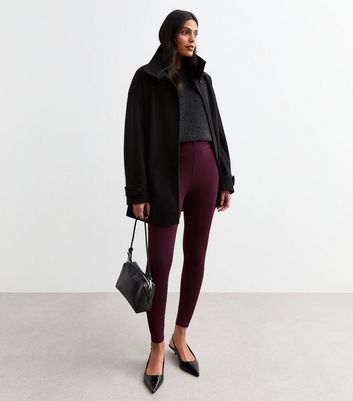 Burgundy High Waisted Full Length Leggings New Look