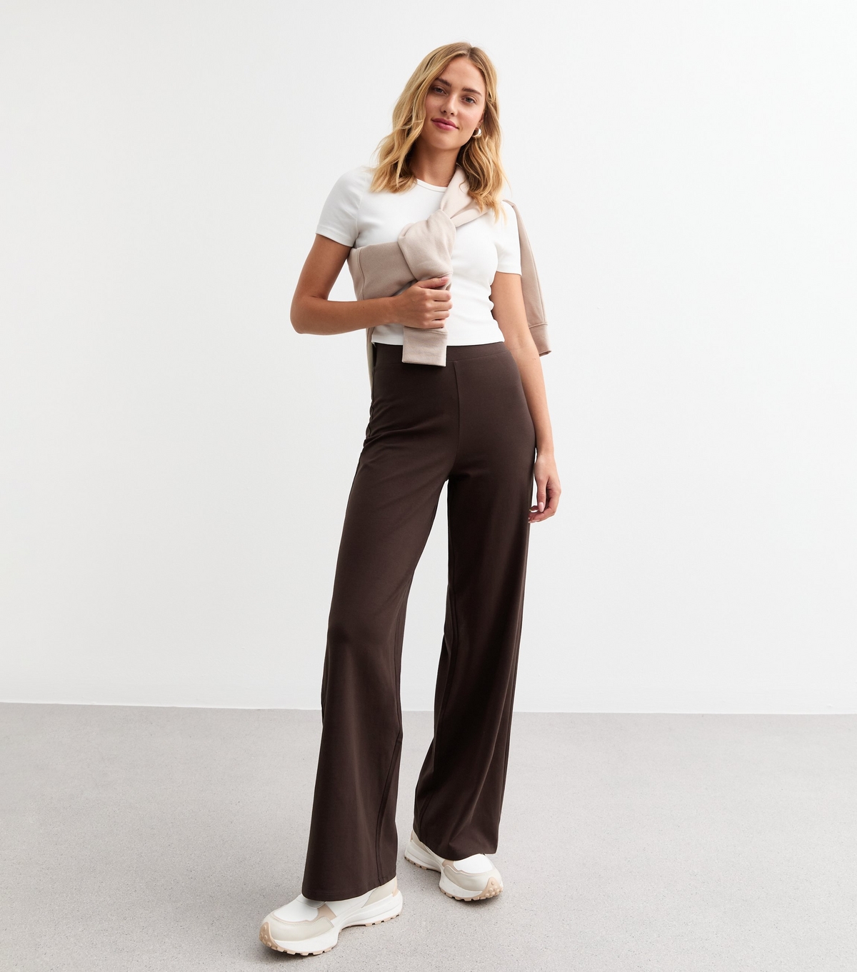 Women's Brown High Waist Wide Leg Leggings New Look