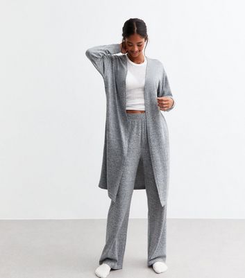 Dark Grey Melange Longline Cardigan New Look