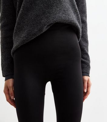 Black Fleece Lined Jersey Leggings New Look