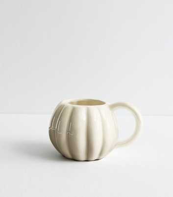 Cream Halloween Pearlised Pumpkin Mug