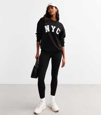 Black Textured Jersey Leggings