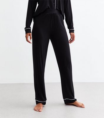 Black Jersey Shirt Trouser Pyjama Set New Look