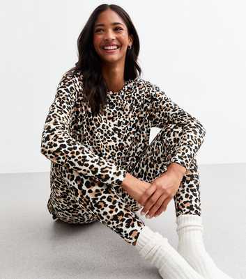 Brown Soft Touch Leopard Print Pyjama Set