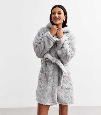 Grey Quilted Diamond Dressing Gown