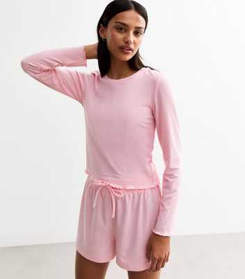 Pink Ribbed Stretch Jersey Short Pyjama Set 