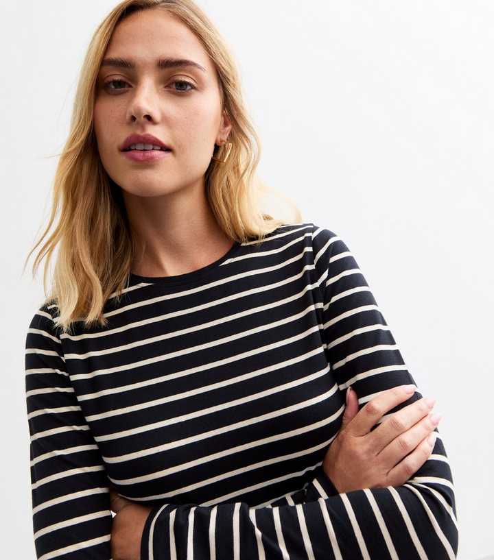 Black Striped Long Sleeve Top New Look