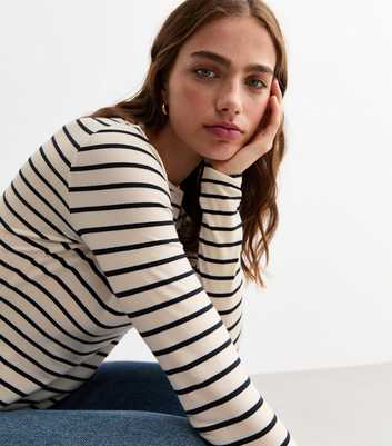 Off White Striped Long Sleeve Top