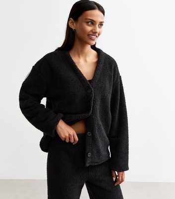 Black Bouclé Cardigan