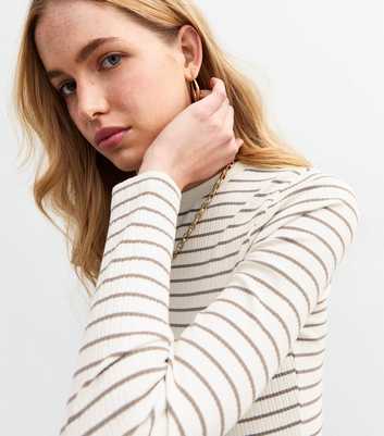 Brown Striped Long Sleeve Bodysuit