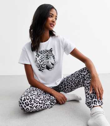 Light Grey Leopard Print Pyjama Set