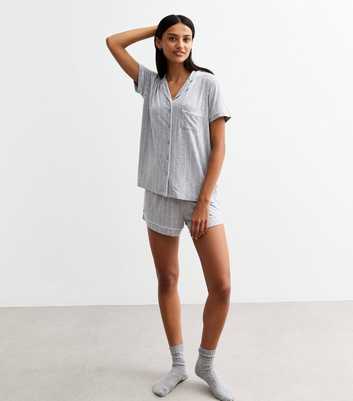 Grey Striped Short Pyjama Set