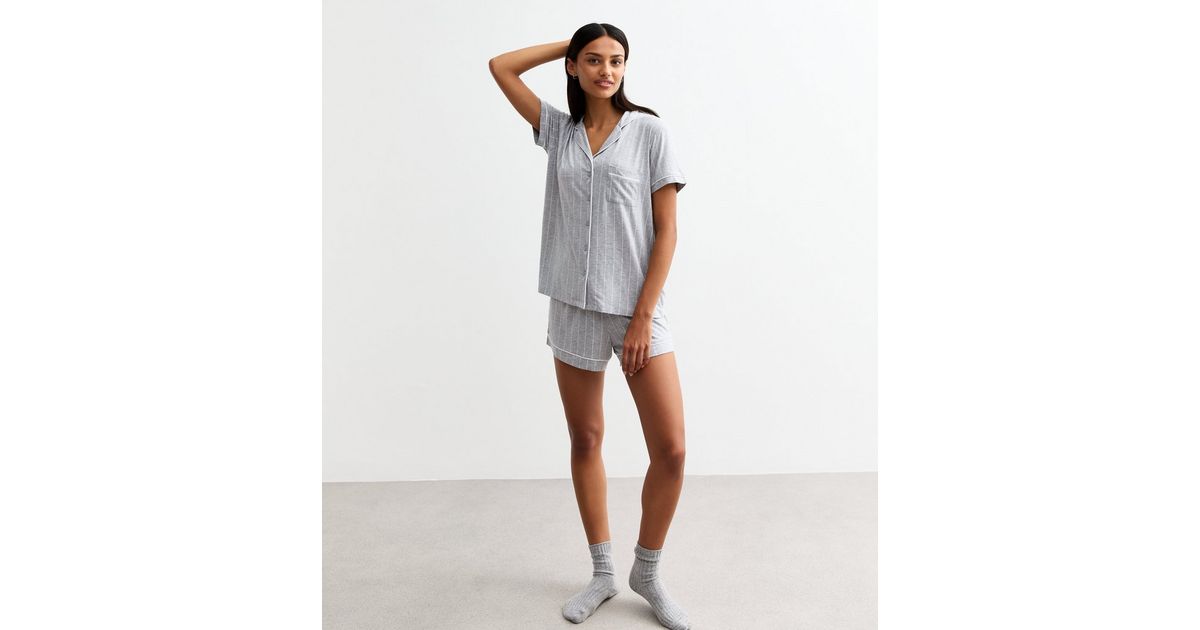 GREEN WHITE STRIPE SHORT SLEEVE PYJAMA SET - GREEN/WHITE