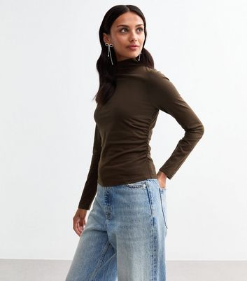 Women Brown Neck Twisted Top