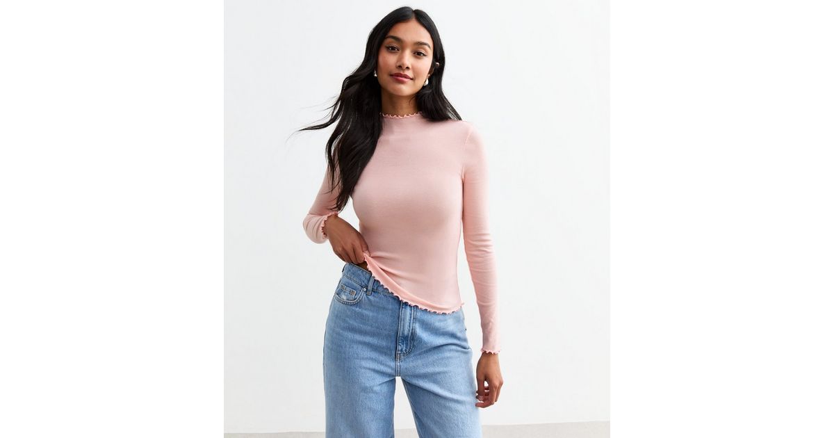 Face Pleats High Neck Top (Pink)
