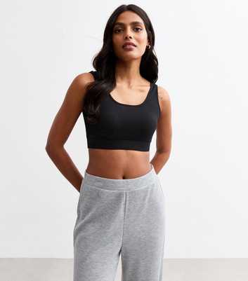 Black Waffle Rib Cropped Lounge Vest