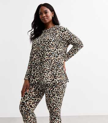 Curves Brown Leopard Print Two Piece Set