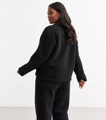 Curves Black Borg Cardigan New Look