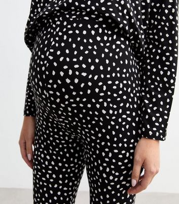 Maternity Black Patterned Jersey Pyjama Set New Look